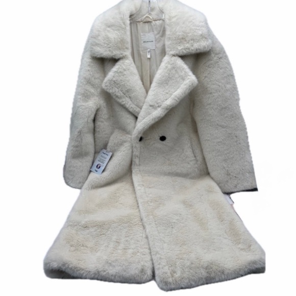 Avec Les Filles White Luxe Faux Mink Fur Coat Jacket Sz L Women’s NWT - Picture 10 of 17
